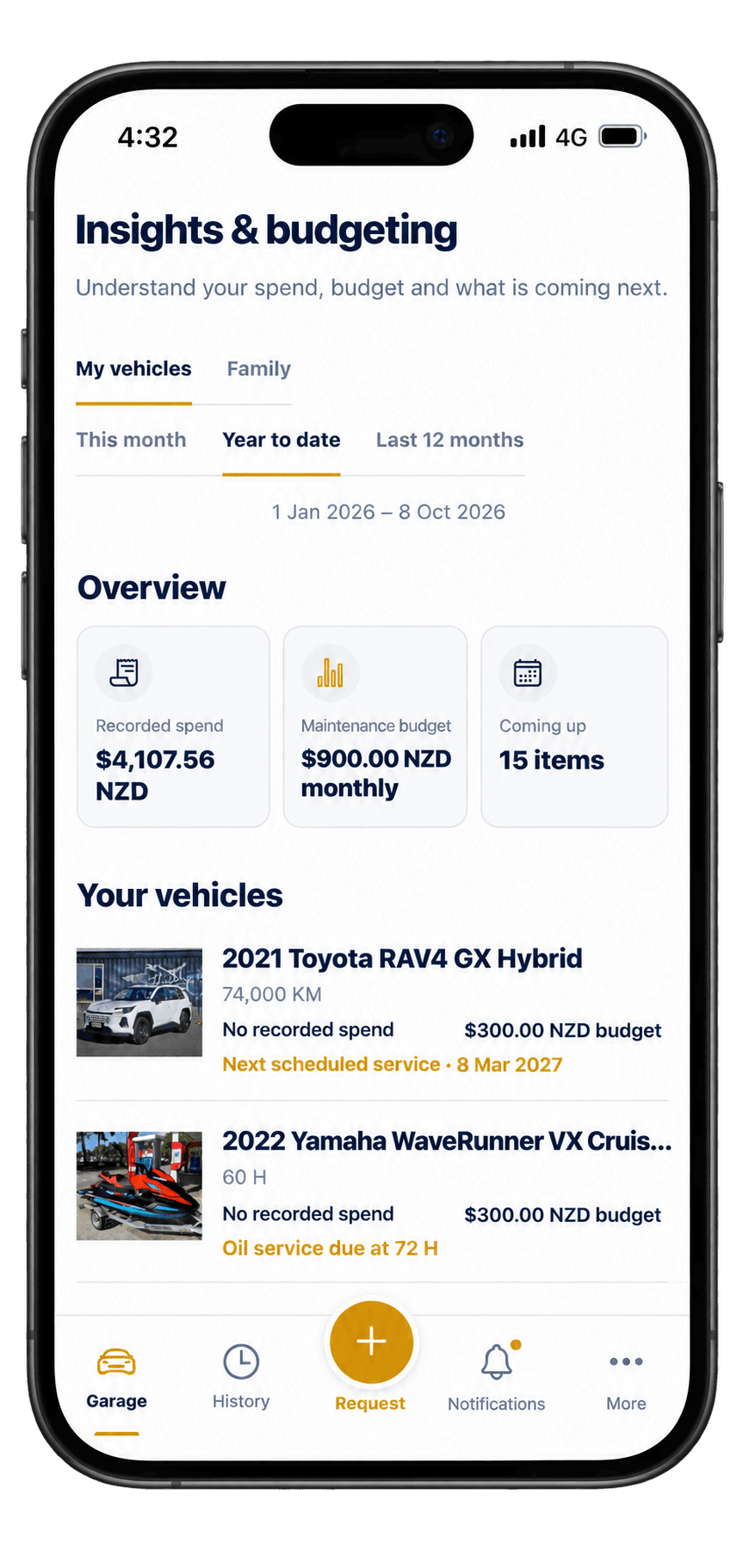 Vailor Insights and Budgeting on a phone
